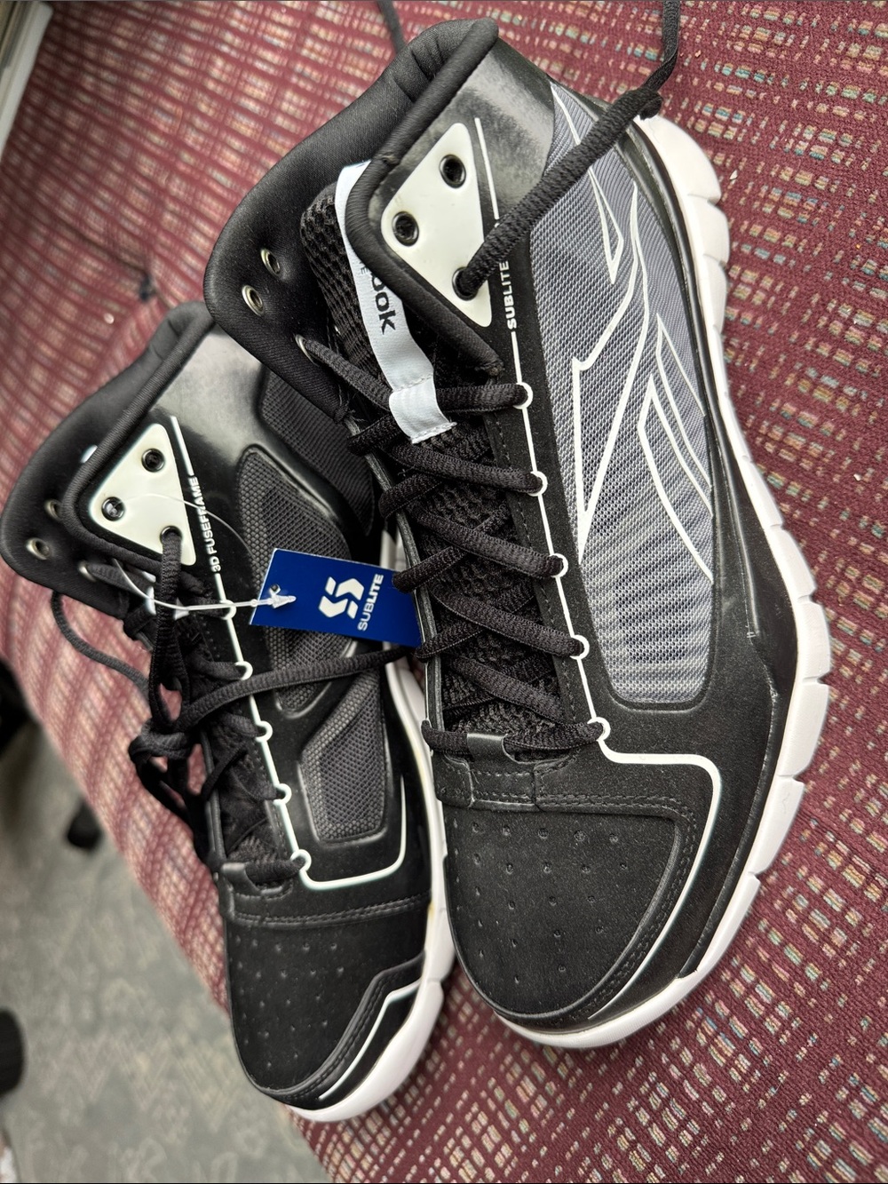 Reebok Men's Black and White Athletic High-Top Sneakers